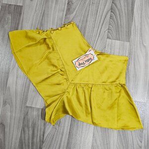 NWT Bettie Page Lingerie Chartreuse Satin French Knicker Retro Shorts Size 4